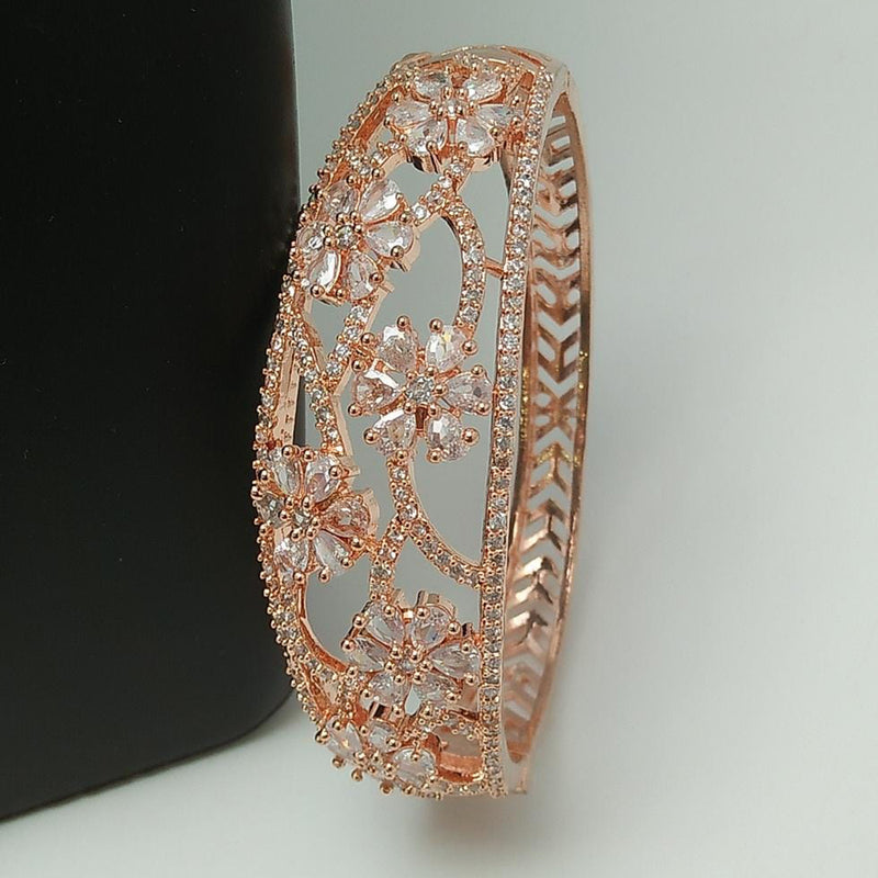 Pooja Bangles Rose Gold Plated AD Stone Openable Kada