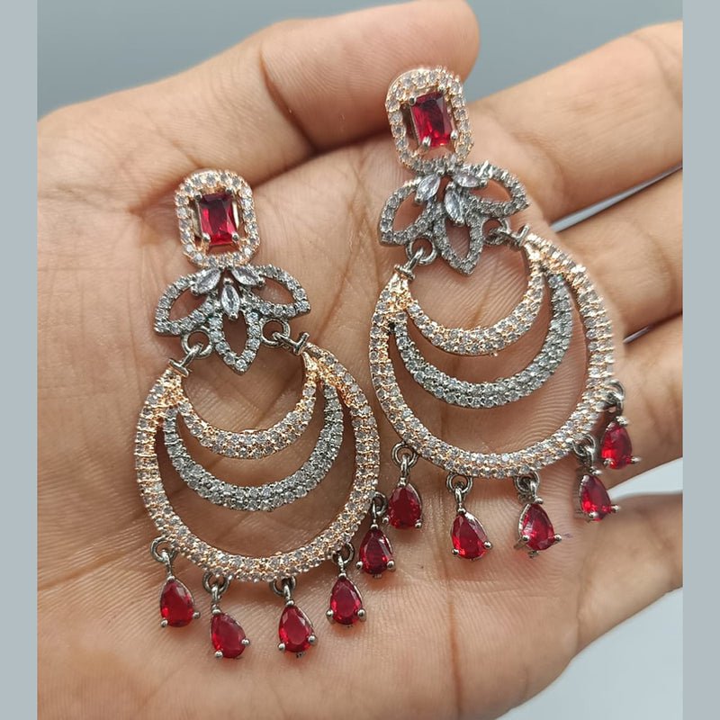 Pooja Bangles 2Tone Plated AD Stone Dangler Earrings