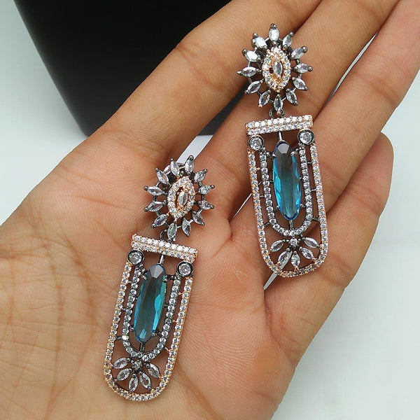 Pooja Bangles 2 Tone Plated AD Stone Dangler Earrings