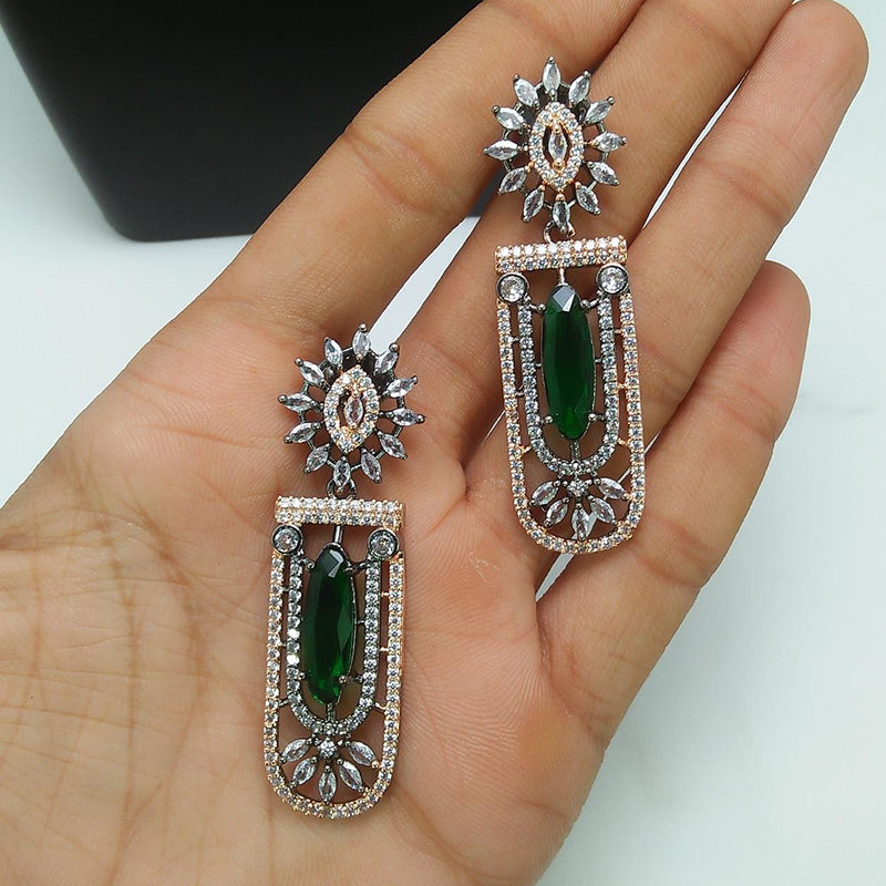 Pooja Bangles 2 Tone Plated AD Stone Dangler Earrings