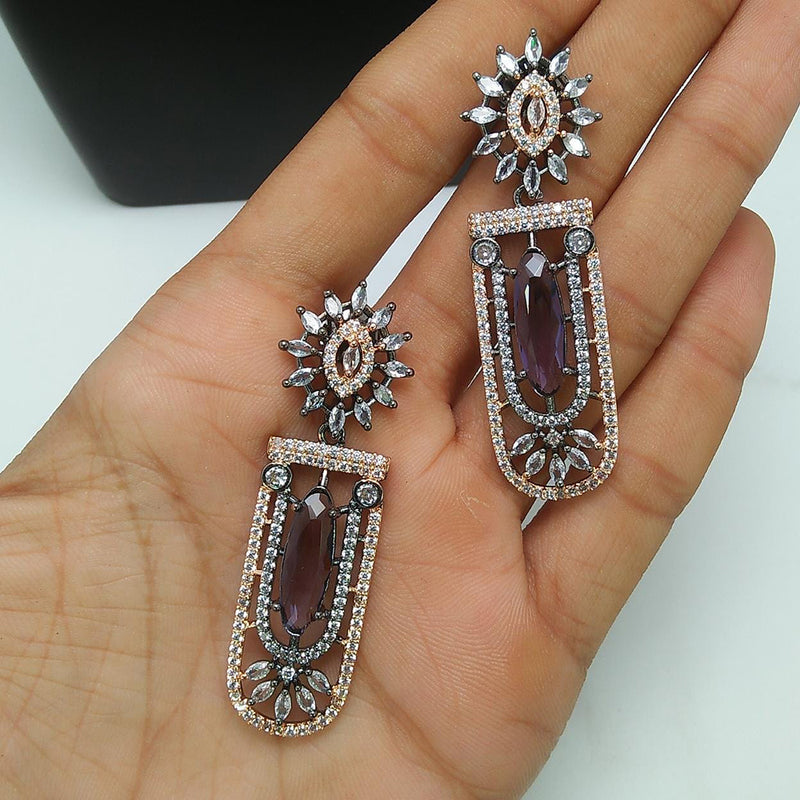 Pooja Bangles 2 Tone Plated AD Stone Dangler Earrings