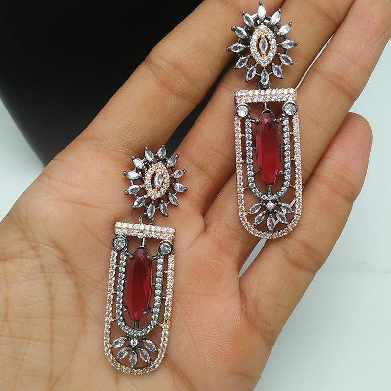 Pooja Bangles 2 Tone Plated AD Stone Dangler Earrings