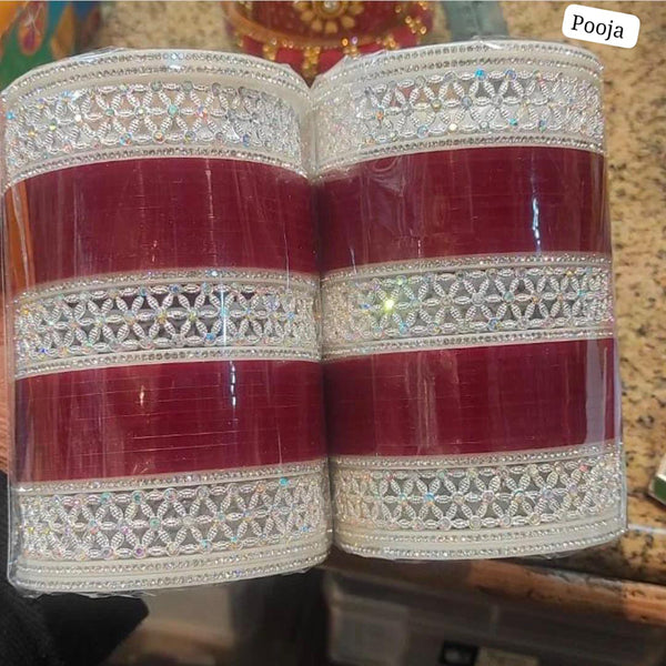 Pooja Bangles Silver Plated Acrylic Bangles Set