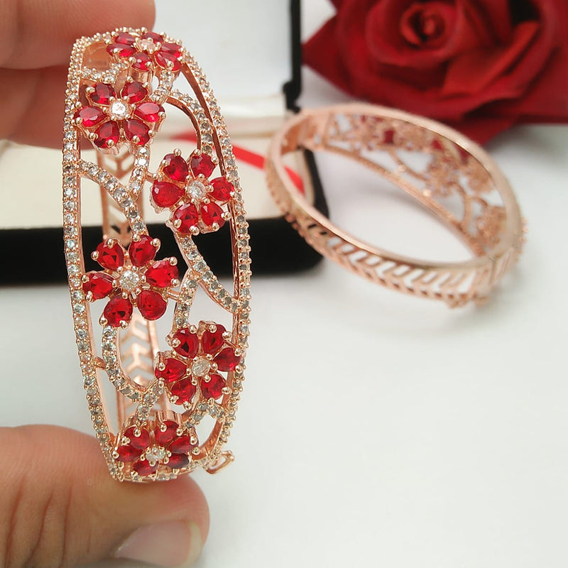 Pooja Bangles Rose Gold Plated Crystal Stone Bangle Set