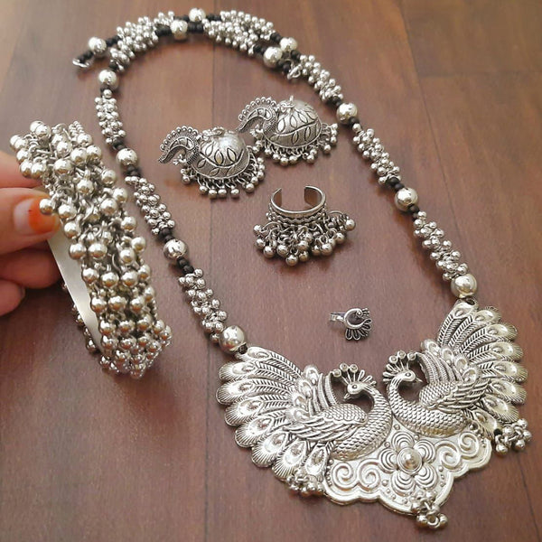 Pooja Bangles Silver Plated Jewellery Combo Set