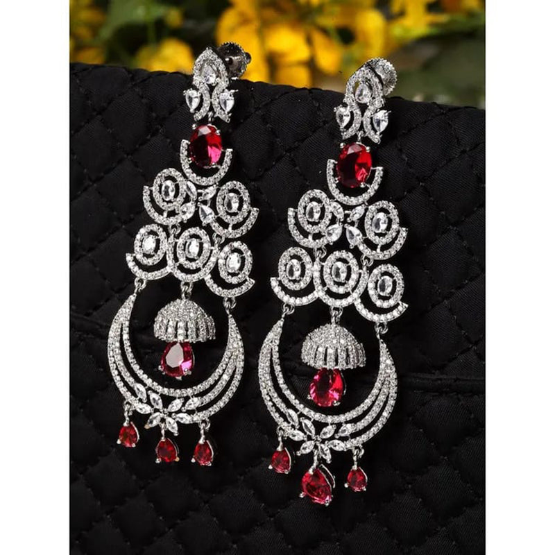 Pooja Bangles Silver  Plated AD Stone Dangler Earrings