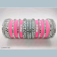 Pooja Bangles Silver Plated Velvet Bangles Set