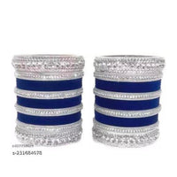 Pooja Bangles Silver Plated Velvet Bangles Set