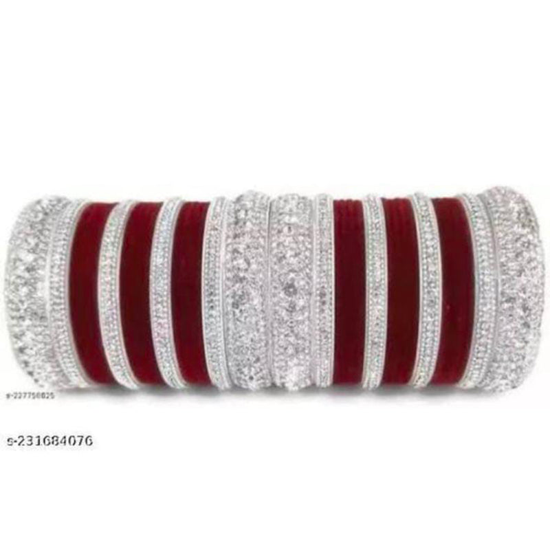 Pooja Bangles Silver Plated Velvet Bangles Set