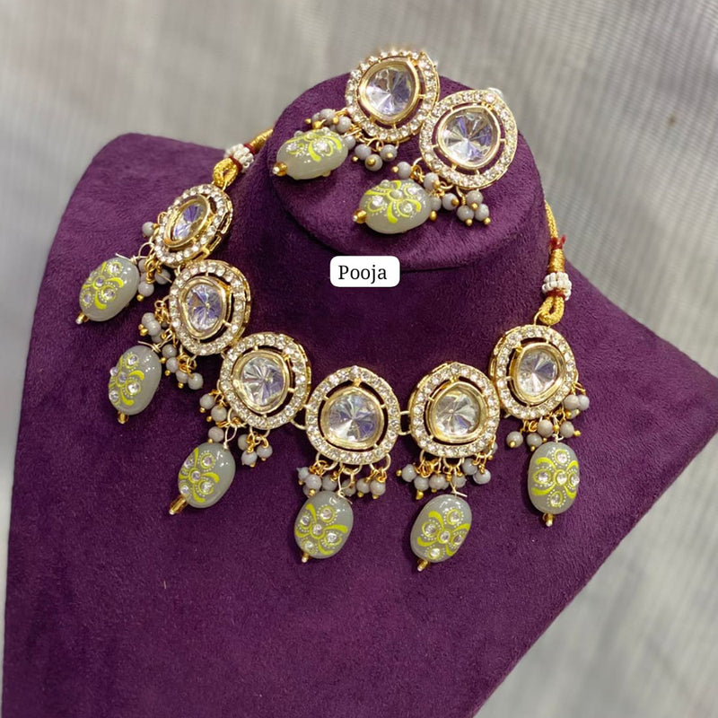 Pooja Bangles Gold Plated Crystal Stone Necklace Set