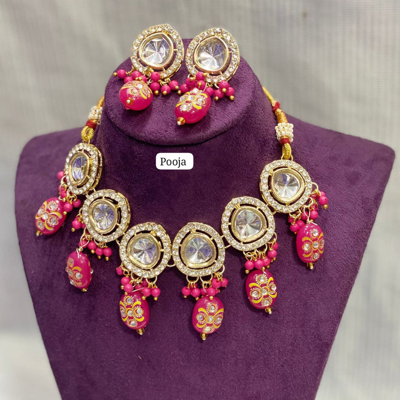 Pooja Bangles Gold Plated Crystal Stone Necklace Set