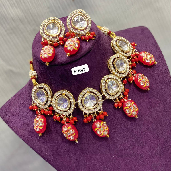 Pooja Bangles Gold Plated Crystal Stone Necklace Set