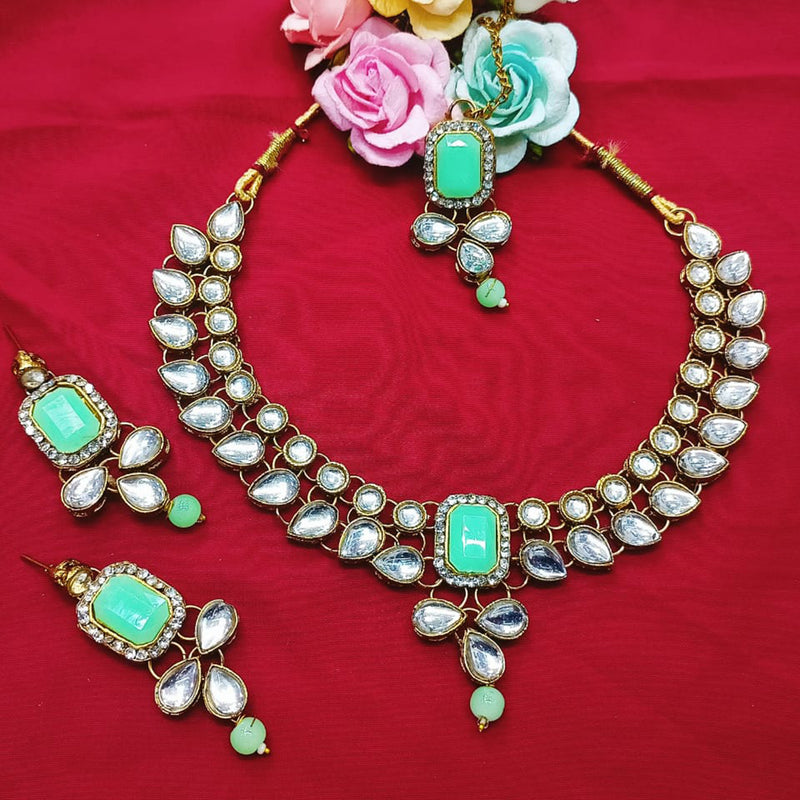 Pooja Bangles Gold Plated Crystal Stone Necklace Set