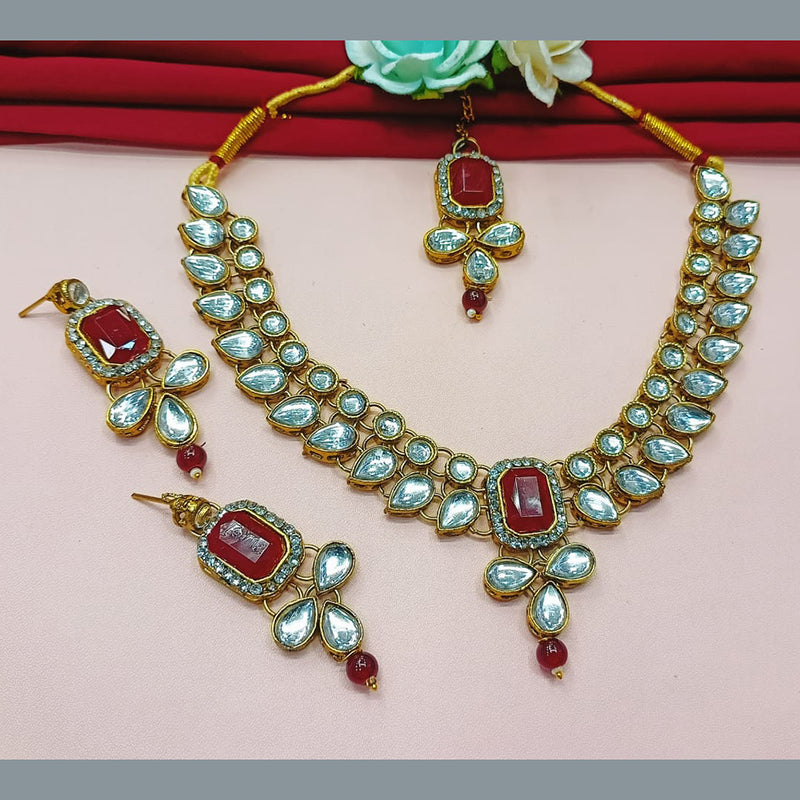 Pooja Bangles Gold Plated Crystal Stone Necklace Set