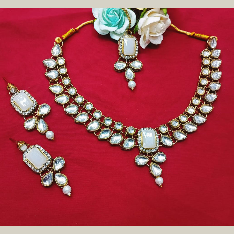 Pooja Bangles Gold Plated Crystal Stone Necklace Set