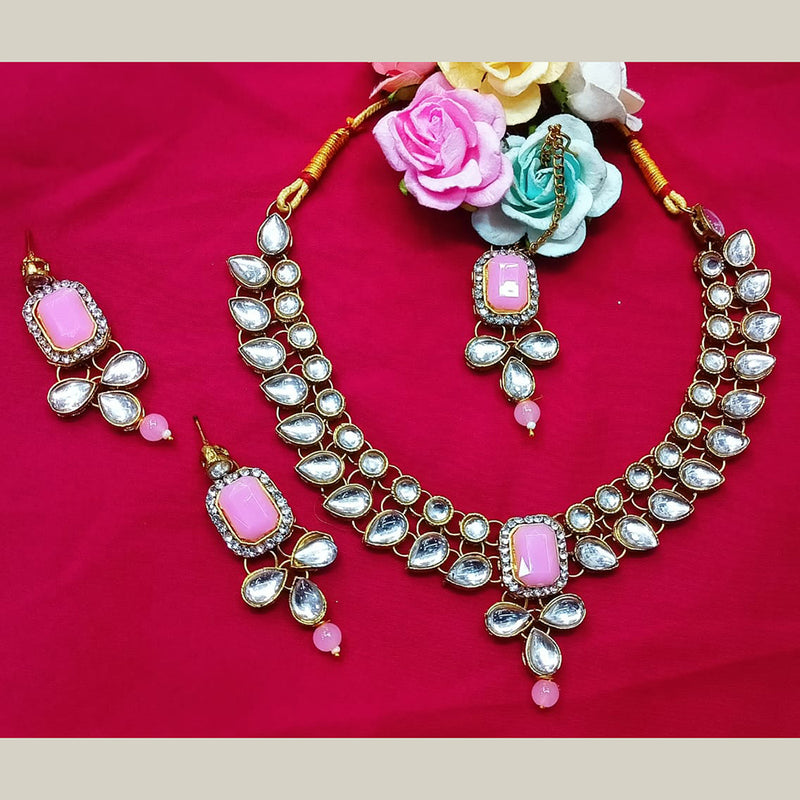 Pooja Bangles Gold Plated Crystal Stone Necklace Set