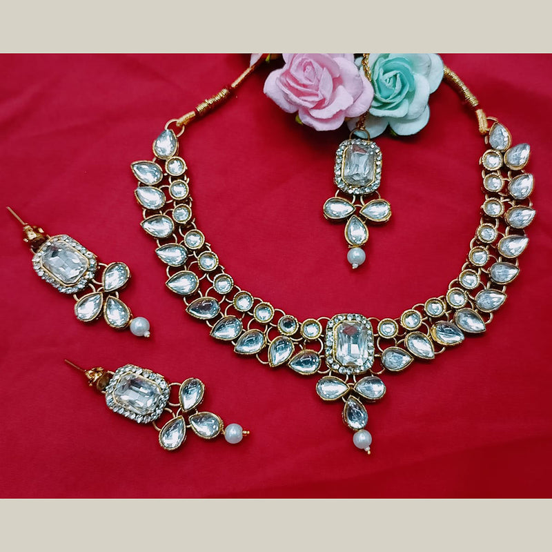 Pooja Bangles Gold Plated Crystal Stone Necklace Set