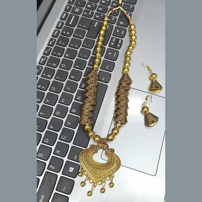 Pooja Bangles Gold Plated Long Necklace Set