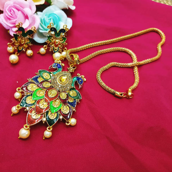 Pooja Bangles Gold Plated Chain Pendant Set