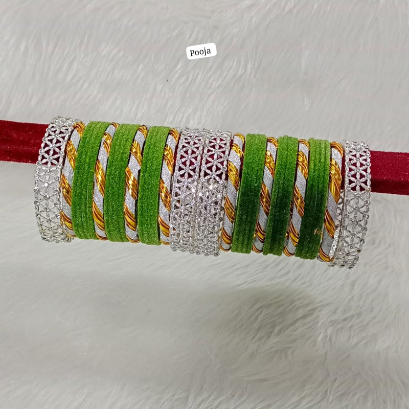 Pooja Bangles Silver Plated Velvet Bangles Set