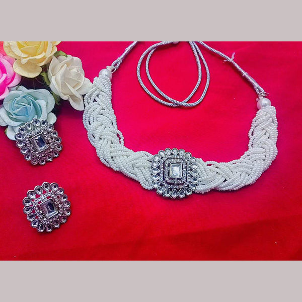 Pooja Bangles Silver Plated Choker Necklace Set