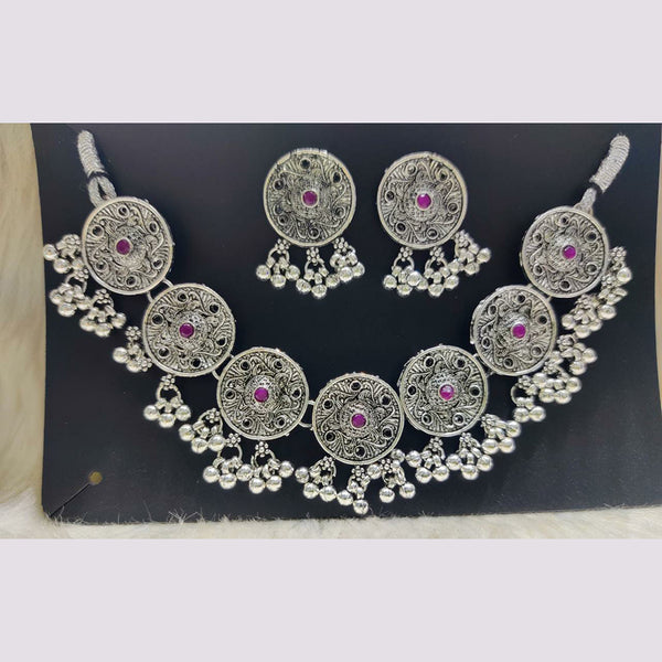 Pooja Bangles Silver Plated Pota Stone Necklace Set
