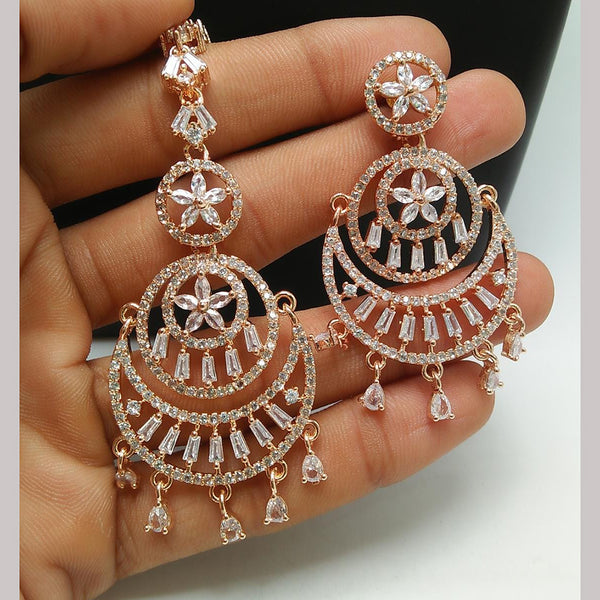 Pooja Bangles Rose Gold Plated Dangler Earrings