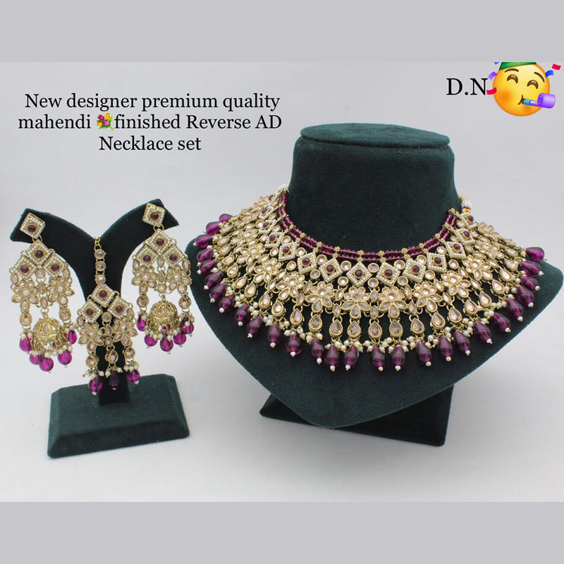 Pooja Bangles Gold Plated Reverse AD Stone Necklace Set