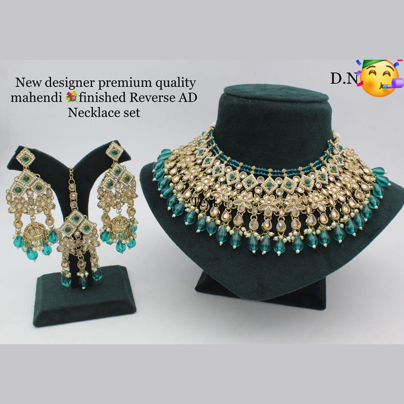 Pooja Bangles Gold Plated Reverse AD Stone Necklace Set