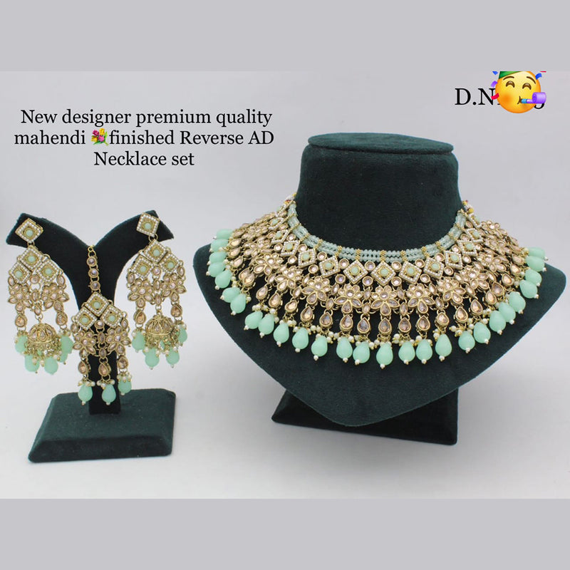 Pooja Bangles Gold Plated Reverse AD Stone Necklace Set