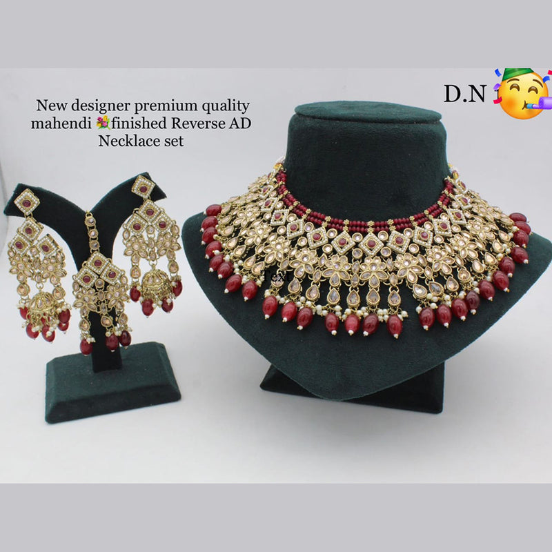 Pooja Bangles Gold Plated Reverse AD Stone Necklace Set