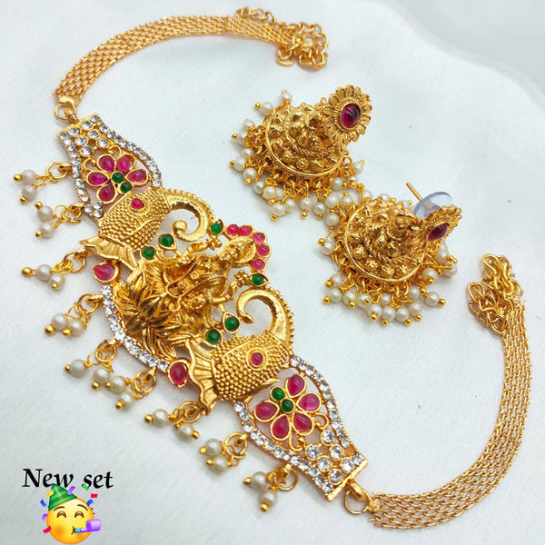 Pooja Bangles Gold Plated Pota Stone Choker Necklace Set