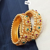 Pooja Bangles Gold Plated Pota Stone Bangles Set