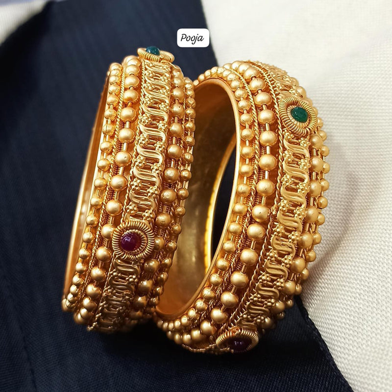 Pooja Bangles Gold Plated Pota Stone Bangles Set