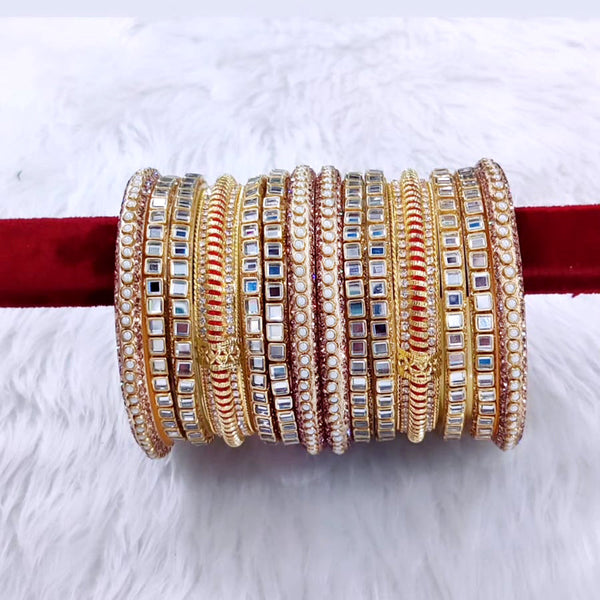 Pooja Bangles Gold Plated Mirror Bangles Set