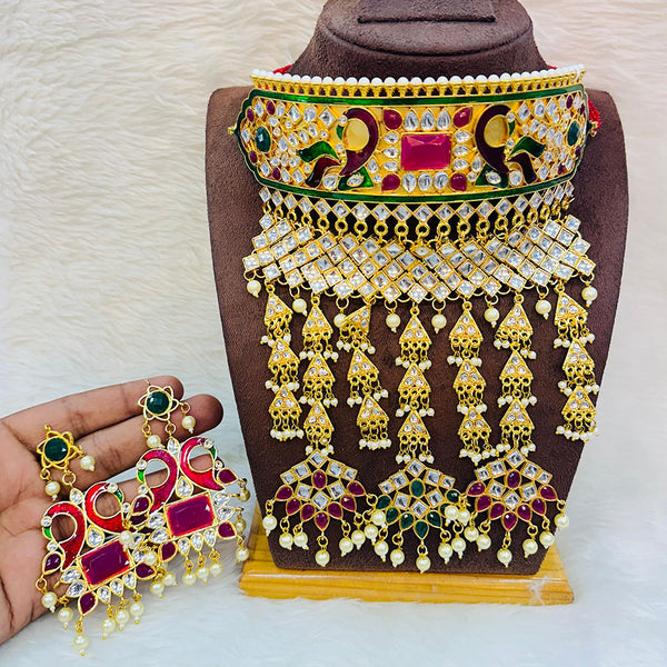 Pooja Bangles Gold Plated Austrian Stone And Beads Necklace Set