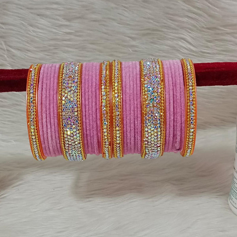 Pooja Bangles Gold Plated Austrian Stone And Velvet Bangles Set