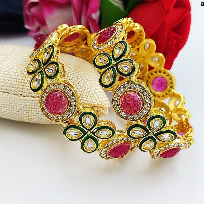 Pooja Bangles Gold Plated Austrian Stone Bangles Set