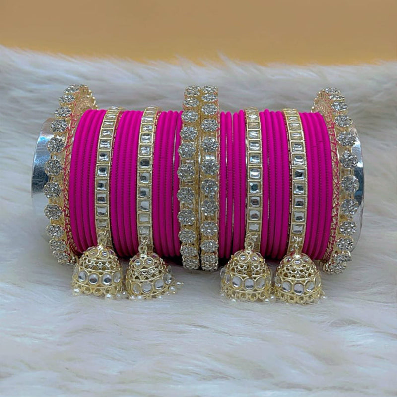 Pooja Bangles Gold Plated Kundan Stone Bangles Set