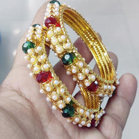 Pooja Bangles Gold Plated Pearl Bangles Set