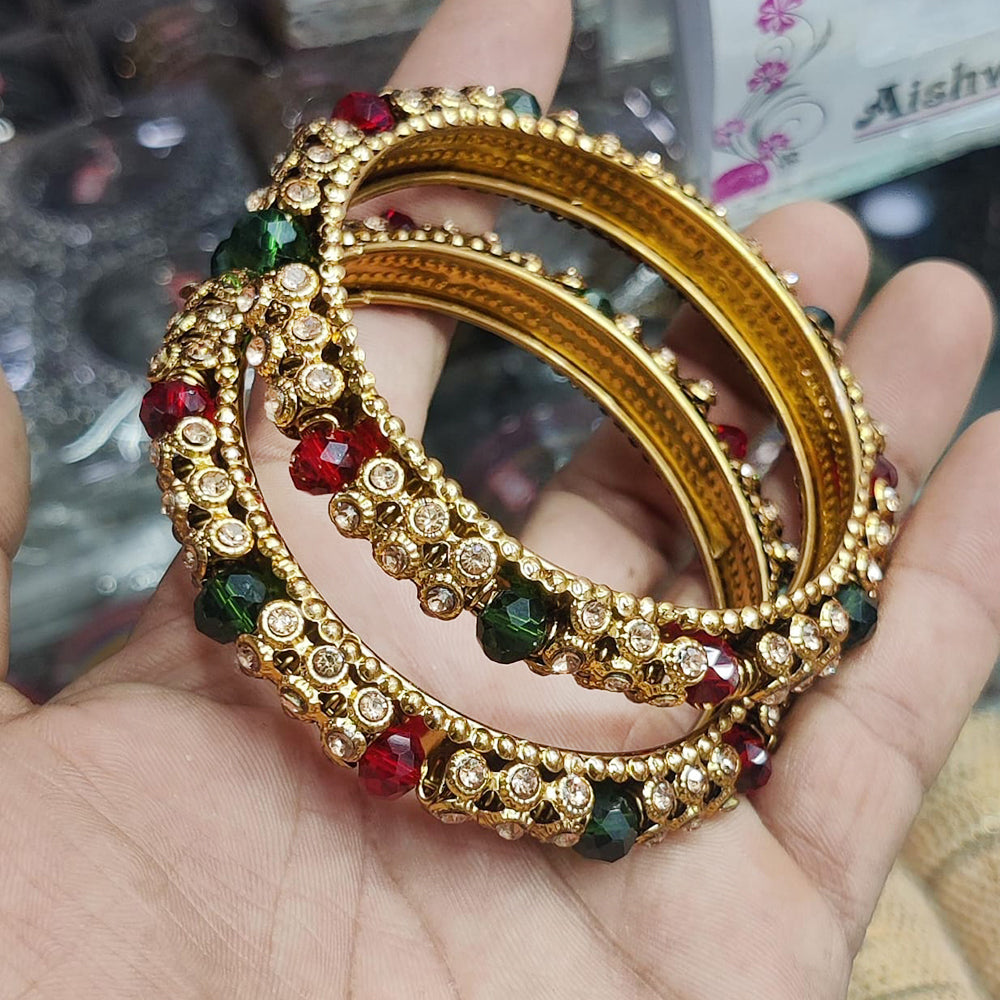 Pooja Bangles Gold Plated Austrian Stone Bangles Set