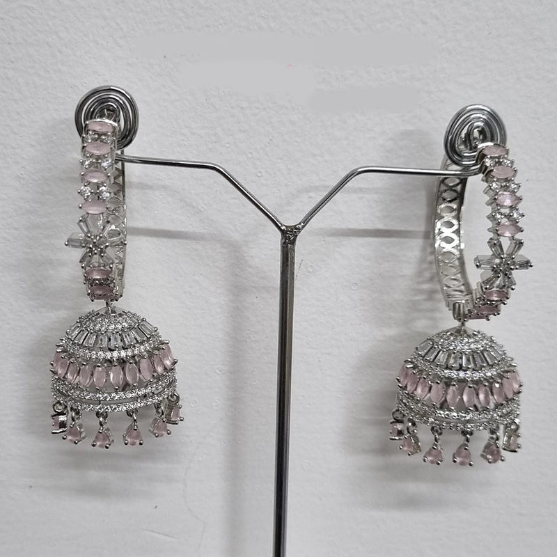 Pooja Bangles Silver Plated AD Jhumki Earrings