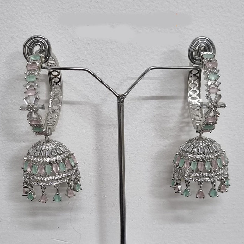 Pooja Bangles Silver Plated AD Jhumki Earrings