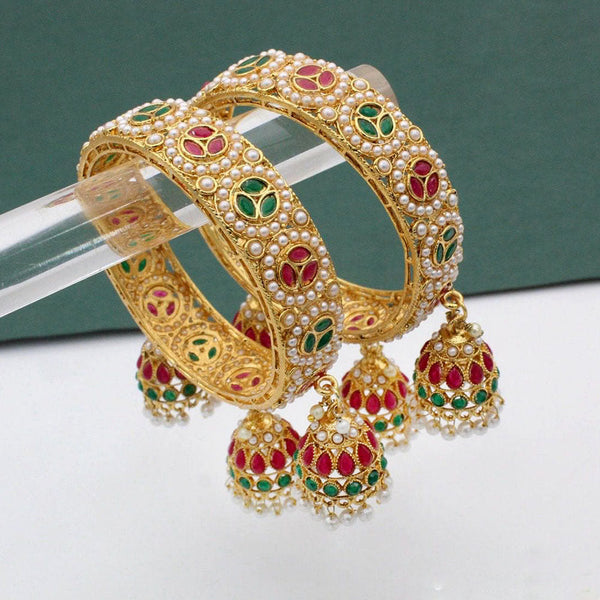 Pooja Bangles Gold Plated Pearl Bangles Set