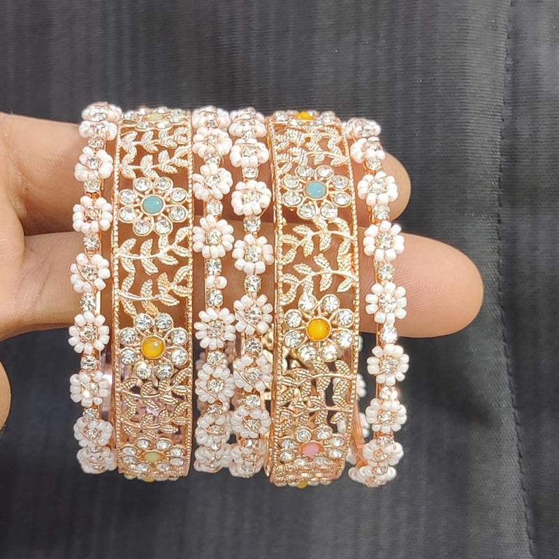 Pooja Bangles Rose Gold Plated Austrian  Stone Bangles Set