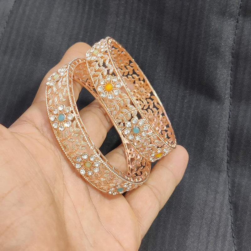 Pooja Bangles Rose Gold Plated Austrian  Stone Bangles Set