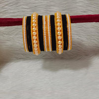 Pooja Bangles Gold Plated Velvet And Pearl Bangle Set