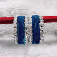 Pooja Bangles Sliver Plated  Mirror And Velvet Bangles Set