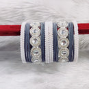 Pooja Bangles Silver Plated Austrian Stone And Velvet Bangles Set