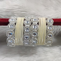 Pooja Bangles Silver Plated Austrian Stone And Velvet Bangles Set